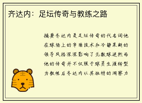 齐达内：足坛传奇与教练之路